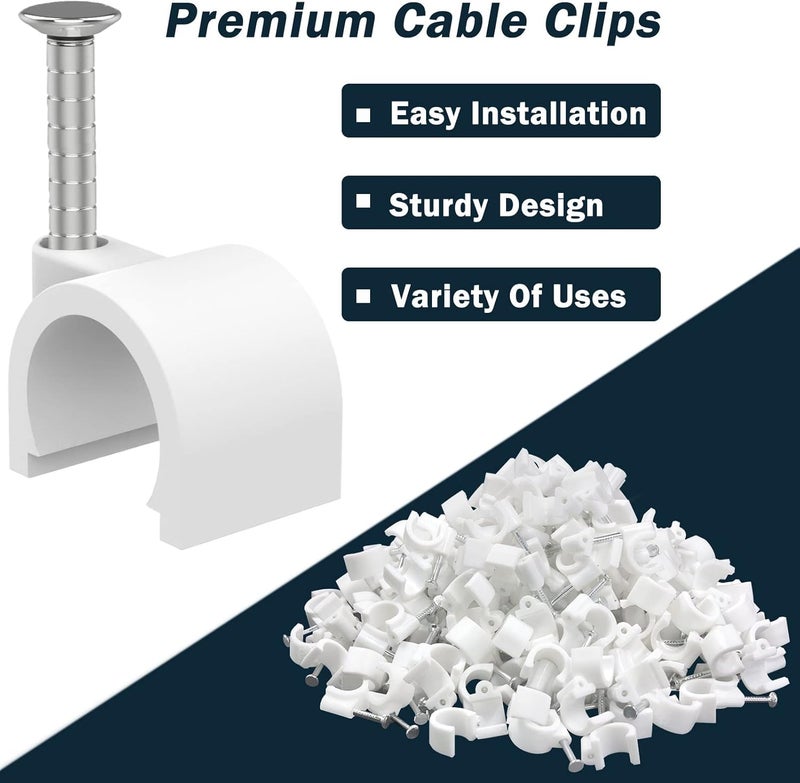 Easytle 300 Pcs Nail in Cable Clips - 10mm, Coax, Speaker, Ethernet, Wall Wire Clips for Cords & Cables - Image 2